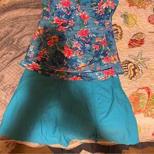 Floral Blue and Teal Swimsuit